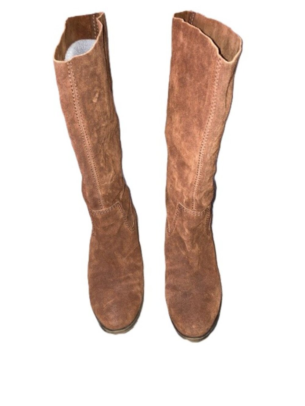 NINE WEST Chocolate Brown Suede Western Calf Boots Flats Women's 7.5M
